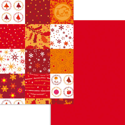 Fotókarton, A4 - karácsonyi patchwork, bordó-terrakotta