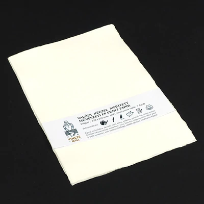 Merített papír, művészeti, 200 g, 5 db - A4, fehér