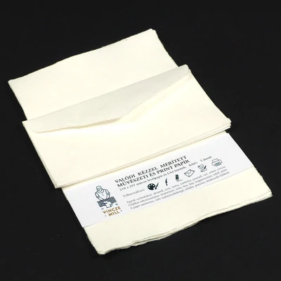 Merített papír, levélpapír+boríték, 125 g, A4-DL, 5+5 db - fehér