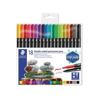 Alkoholos marker készlet, Staedtler, Design Journey, kétvégű - 18 db