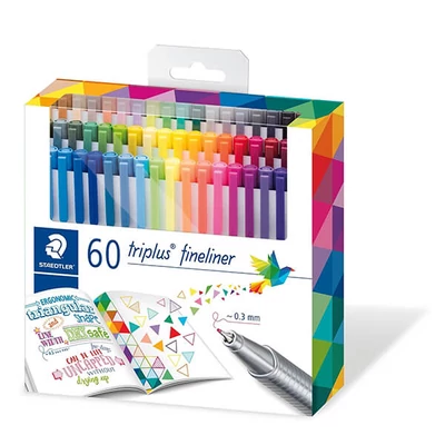 Tűfilc készlet, Staedtler, Triplus - 60 db