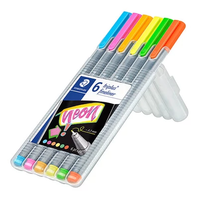 Tűfilc készlet, Staedtler, Triplus Neon - 6 db