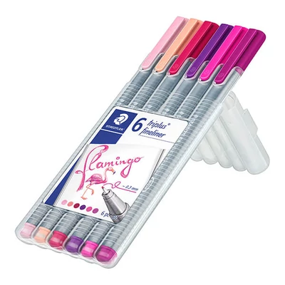 Tűfilc készlet, Staedtler, Triplus Flamingo - 6 db