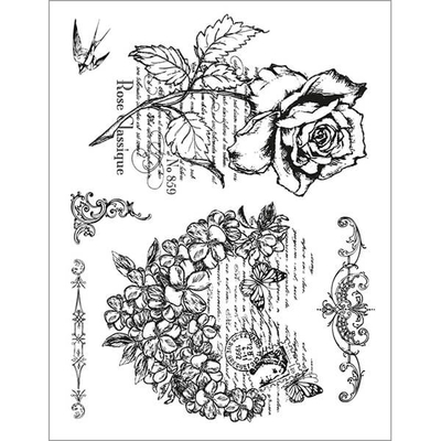 Pecsételő szilikon, 14x18 cm - Virágszív, rózsa