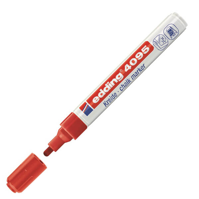 Kréta marker, folyékony kréta, EDDING 4095 - piros