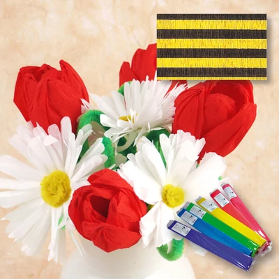 Krepp papír, 50x250 cm, csíkos - sárga-fekete