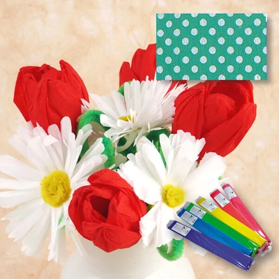 Krepp papír, 50x250 cm, pöttyös - zöld-fehér