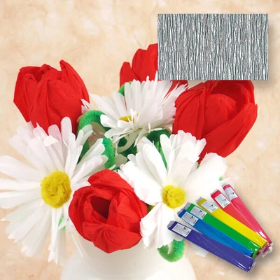 Krepp papír, 50x250 cm, metál - ezüst