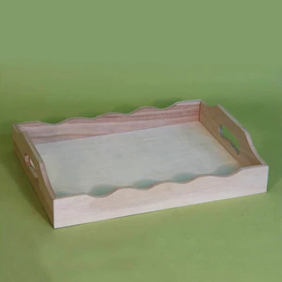 Fa tálca - füles, hullámos, 24,5x32,5x4,5 cm
