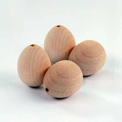 Fa tojás, lyukas fatojás - 4x2,7 cm, 4 db