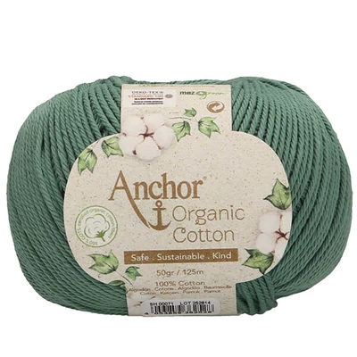 Horgolófonal, Anchor Organic Cotton, 50 g, vegán - 00071 smaragd tó