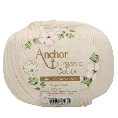 Horgolófonal, Anchor Organic Cotton, 50 g, vegán - 00105 natúr