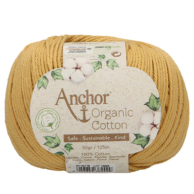 Horgolófonal, Anchor Organic Cotton, 50 g, vegán - 00178 napraforgó