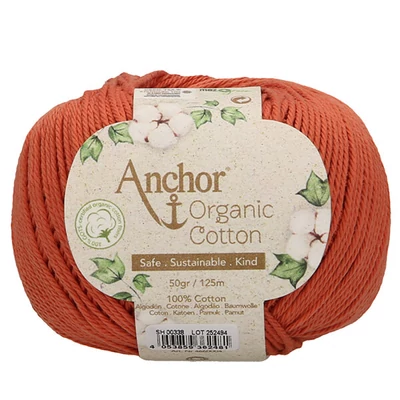 Horgolófonal, Anchor Organic Cotton, 50 g, vegán - 00338 vörös dűne