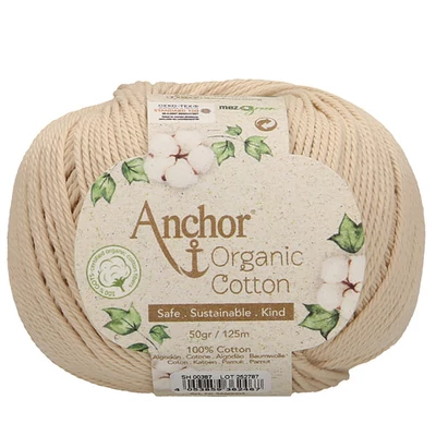 Horgolófonal, Anchor Organic Cotton, 50 g, vegán - 00387 homok