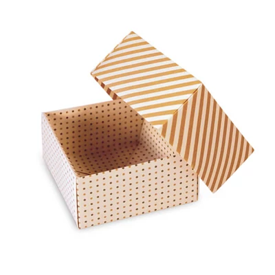 Origami papír, mintás - 80 g, 60 lap, 15x15 cm - Pöttyös-csíkos, krém