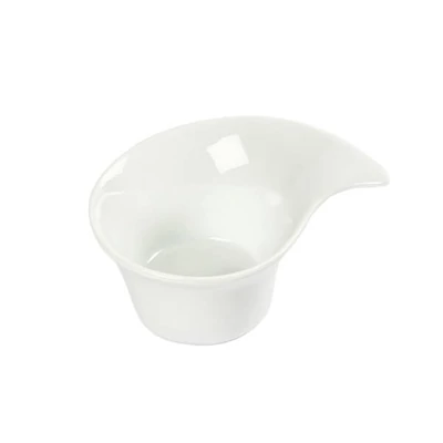Porcelán tálka fogantyúval - 10x7x5 cm, fehér