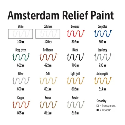 Amsterdam Relief Paint kontúrfesték, nem kiégethető, 20 ml - különféle színekben
