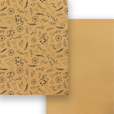 Fotókarton, A4 - vintage esküvői virágok, fekete-natúr