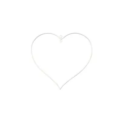 Fém alapkarika, fehér, álomfogó - 13 cm, szív