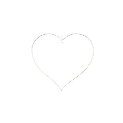 Fém alapkarika, fehér, álomfogó - 13 cm, szív