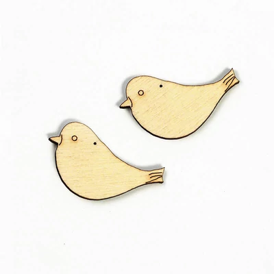 Fafigura csomagban - Madár fadísz, 2 db