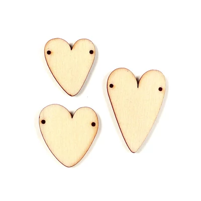 Fafigura csomagban - Szív fadísz, 3 db