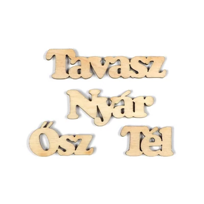 Fafigura, felirat - Négy évszak, 4 db