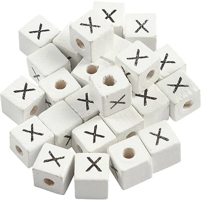 Fa betűgyöngy, kocka - 8x8 mm, 1 db, X