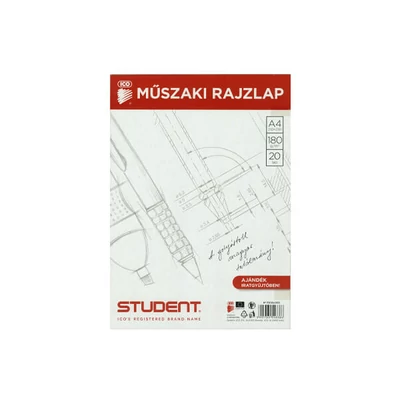 ICO Student rajzpapír, műszaki rajzlap csomag (dipa), 180 g - A4, 20 db
