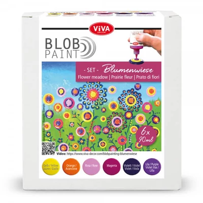 Pöttyöző festék készlet, Blob paint, 6x90 ml - Virágos rét