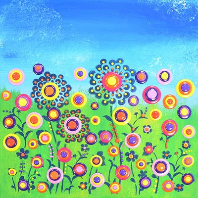 Pöttyöző festék készlet, Blob paint, 6x90 ml - Virágos rét