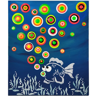 Pöttyöző festék készlet, Blob paint, 6x90 ml - Hal, neon