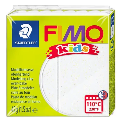 FIMO Kids süthető gyurma, 42 g - glitter fehér (8030-052)