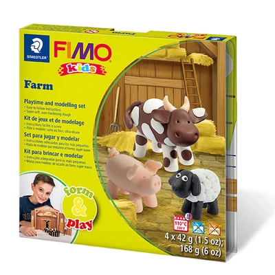 FIMO Kids süthető gyurma készlet, Form &amp; Play - 4x42 g - farm