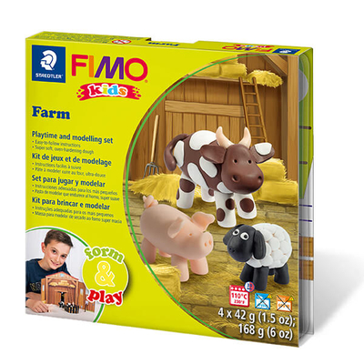 FIMO Kids süthető gyurma készlet, Form & Play - 4x42 g - farm