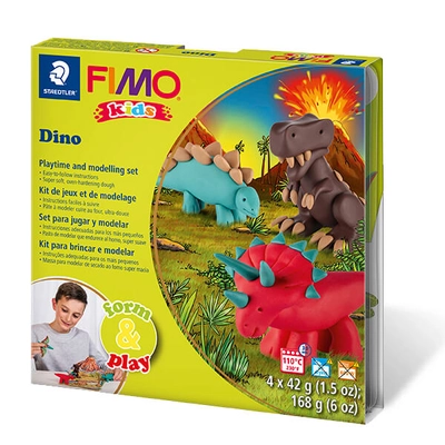 FIMO Kids süthető gyurma készlet, Form & Play - 4x42 g - dínók