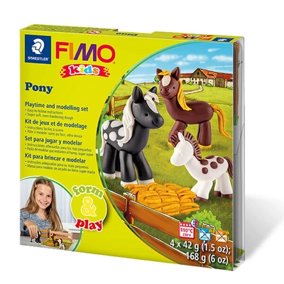 FIMO Kids süthető gyurma készlet, Form & Play - 4x42 g - pónik
