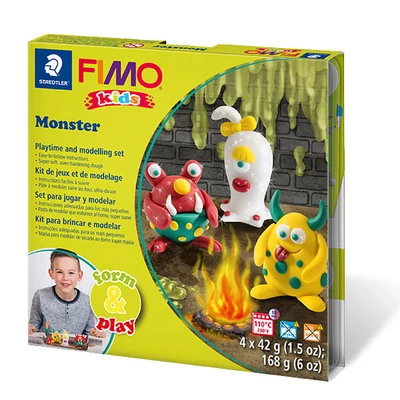 FIMO Kids süthető gyurma készlet, Form &amp; Play - 4x42 g - szörnyek