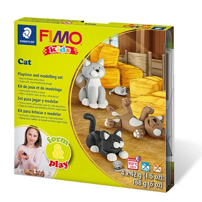 FIMO Kids süthető gyurma készlet, Form &amp; Play - 4x42 g - macskák