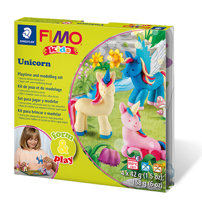 FIMO Kids süthető gyurma készlet, Form &amp; Play - 4x42 g - unikornis