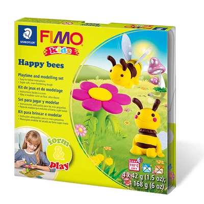 FIMO Kids süthető gyurma készlet, Form &amp;amp; Play - 4x42 g - méhek