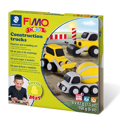 FIMO Kids süthető gyurma készlet, Form &amp;amp; Play - 4x42 g - munkagépek