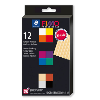 FIMO Professional Colour Pack süthető gyurma készlet, 12x25 g - Basic Colours