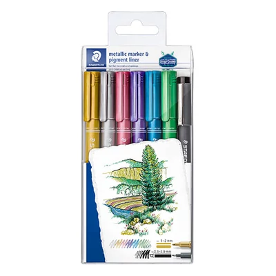 Dekormarker készlet, Staedtler, Design Journey, metál - 6 db
