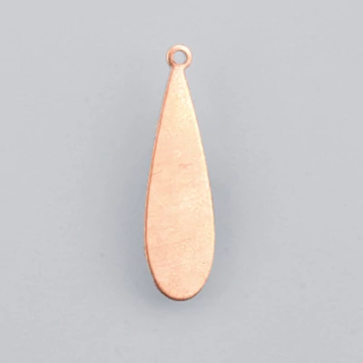 Tűzzománc vörösréz alap - csepp, 31x9 mm