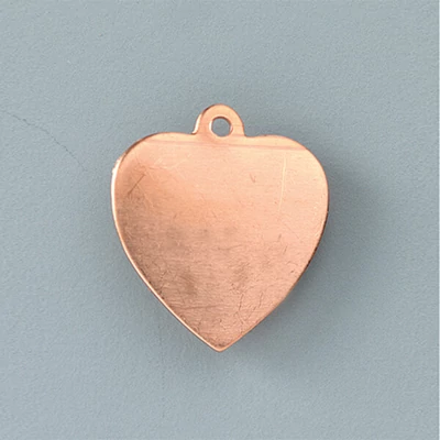 Tűzzománc medál vörösréz alap - szív, 24x21 mm