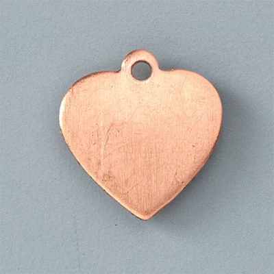 Tűzzománc medál vörösréz alap - szív, 16x15 mm