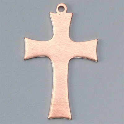 Tűzzománc medál vörösréz alap - kereszt, 32x22 mm
