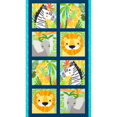 Patchwork anyag - Robert Kaufman - Safari Soiree AMF-17349-70 Aqua Panel, 60cm